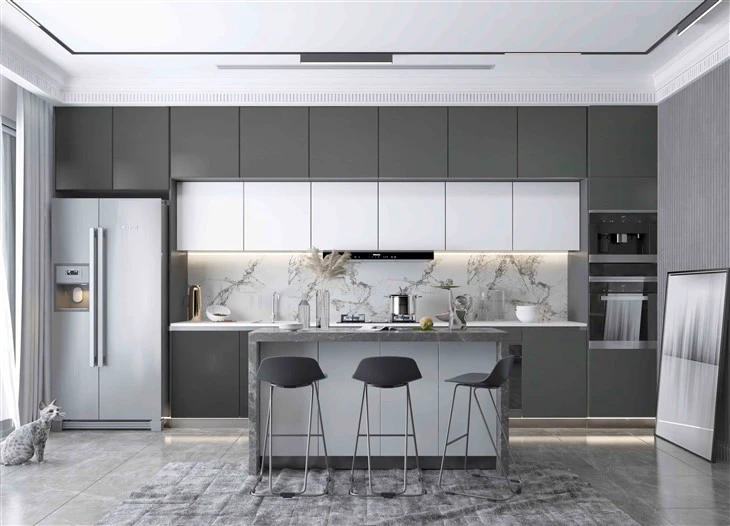 PET Coating Kitchen Cabinet factory